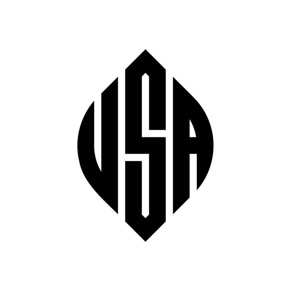 création de logo de lettre de cercle usa avec forme de cercle et d'ellipse. lettres ellipse usa avec style typographique. les trois initiales forment un logo circulaire. usa cercle emblème abstrait monogramme lettre marque vecteur. vecteur