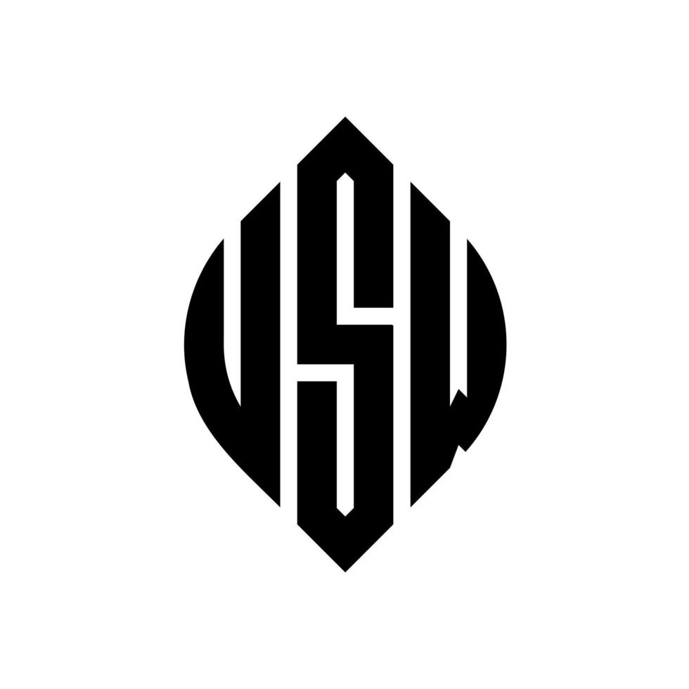 création de logo de lettre de cercle usw avec forme de cercle et d'ellipse. usw lettres elliptiques avec style typographique. les trois initiales forment un logo circulaire. usw cercle emblème abstrait monogramme lettre marque vecteur. vecteur