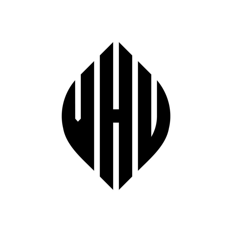 création de logo de lettre de cercle vhu avec forme de cercle et d'ellipse. lettres d'ellipse vhu avec style typographique. les trois initiales forment un logo circulaire. vhu cercle emblème abstrait monogramme lettre marque vecteur. vecteur