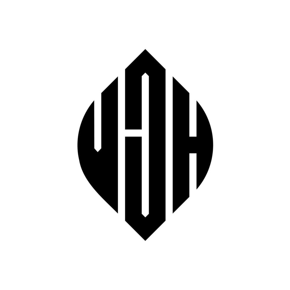 création de logo de lettre de cercle vjh avec forme de cercle et d'ellipse. lettres d'ellipse vjh avec style typographique. les trois initiales forment un logo circulaire. vjh cercle emblème abstrait monogramme lettre marque vecteur. vecteur