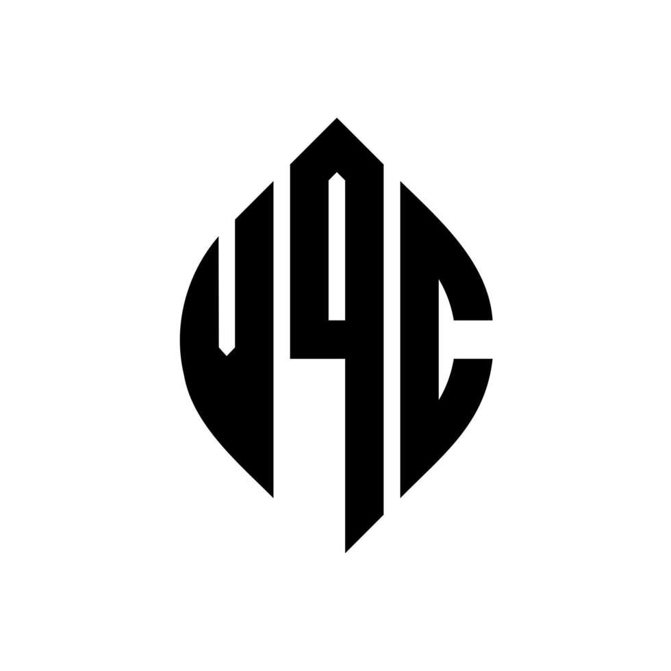 création de logo de lettre de cercle vqc avec forme de cercle et d'ellipse. lettres d'ellipse vqc avec style typographique. les trois initiales forment un logo circulaire. vqc cercle emblème abstrait monogramme lettre marque vecteur. vecteur