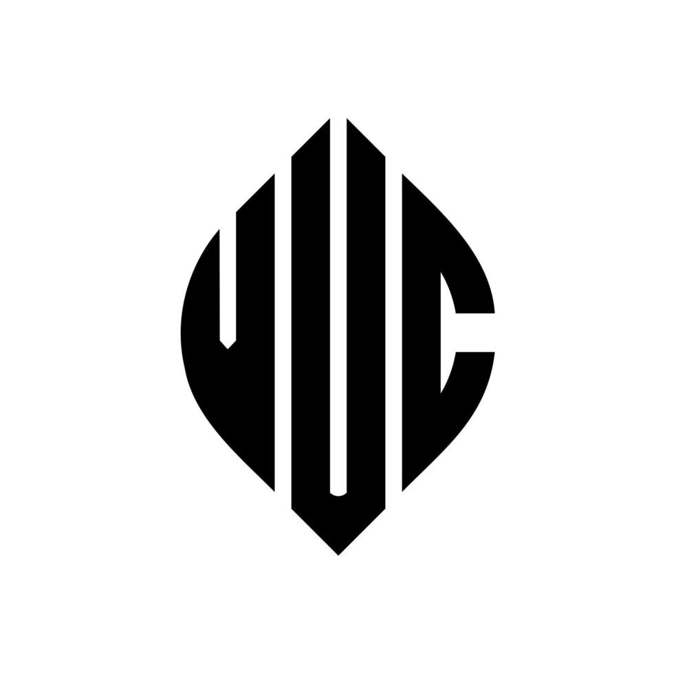 création de logo de lettre de cercle vuc avec forme de cercle et d'ellipse. lettres d'ellipse vuc avec style typographique. les trois initiales forment un logo circulaire. vuc cercle emblème abstrait monogramme lettre marque vecteur. vecteur