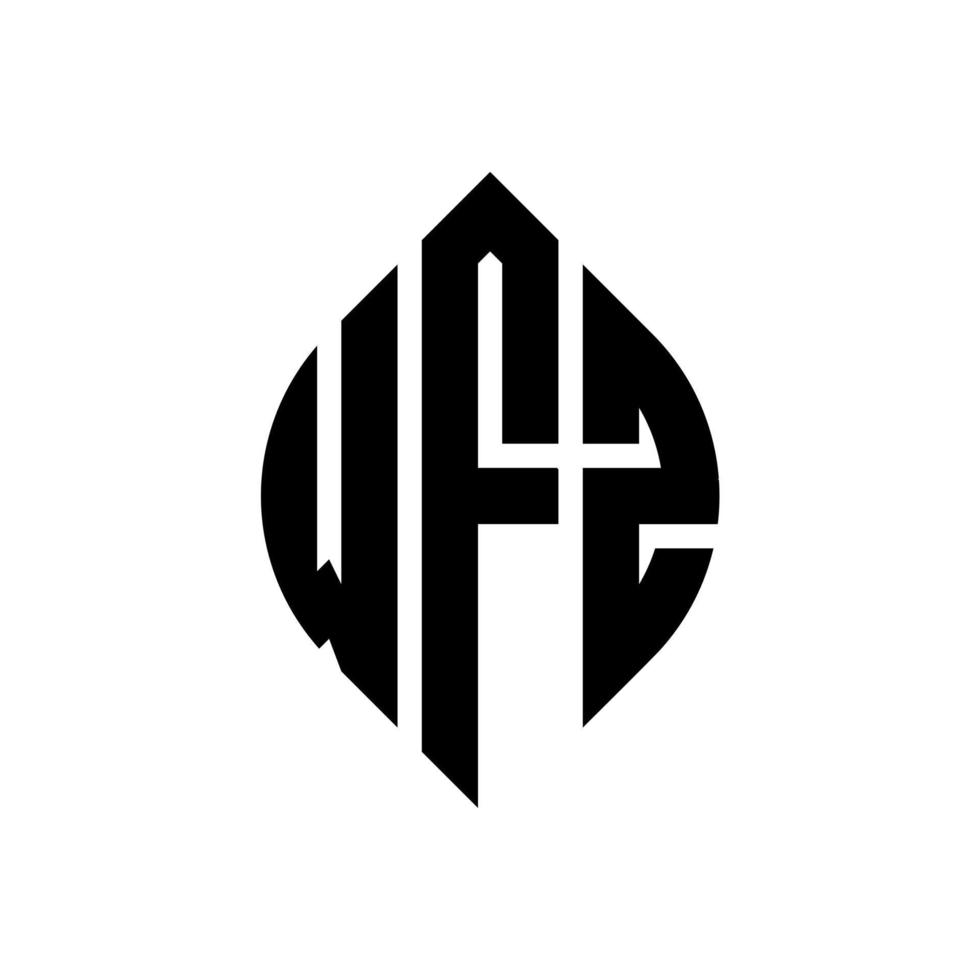 création de logo de lettre de cercle wfz avec forme de cercle et d'ellipse. lettres d'ellipse wfz avec style typographique. les trois initiales forment un logo circulaire. wfz cercle emblème abstrait monogramme lettre marque vecteur. vecteur