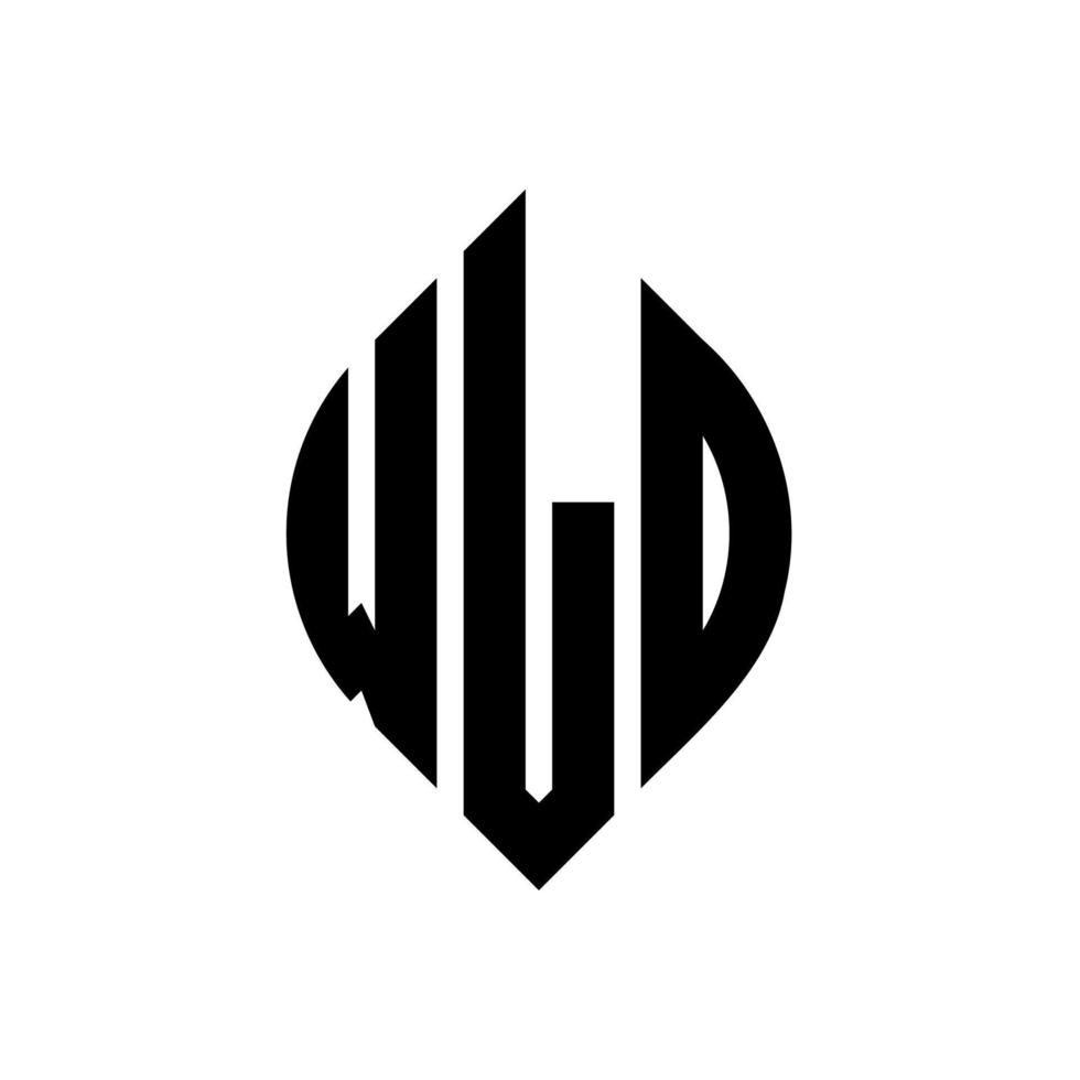 création de logo de lettre de cercle wld avec forme de cercle et d'ellipse. lettres d'ellipse wld avec style typographique. les trois initiales forment un logo circulaire. wld cercle emblème abstrait monogramme lettre marque vecteur. vecteur