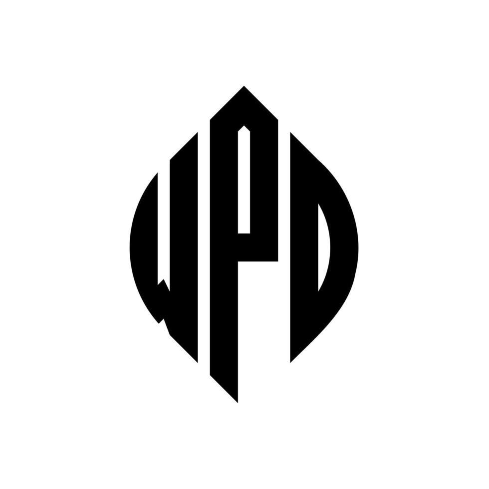 création de logo de lettre de cercle wpd avec forme de cercle et d'ellipse. lettres d'ellipse wpd avec style typographique. les trois initiales forment un logo circulaire. wpd cercle emblème abstrait monogramme lettre marque vecteur. vecteur