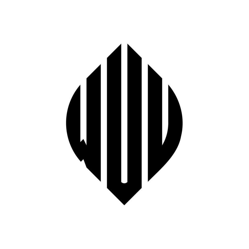 création de logo de lettre de cercle wuu avec forme de cercle et d'ellipse. lettres d'ellipse wuu avec style typographique. les trois initiales forment un logo circulaire. wuu cercle emblème abstrait monogramme lettre marque vecteur. vecteur