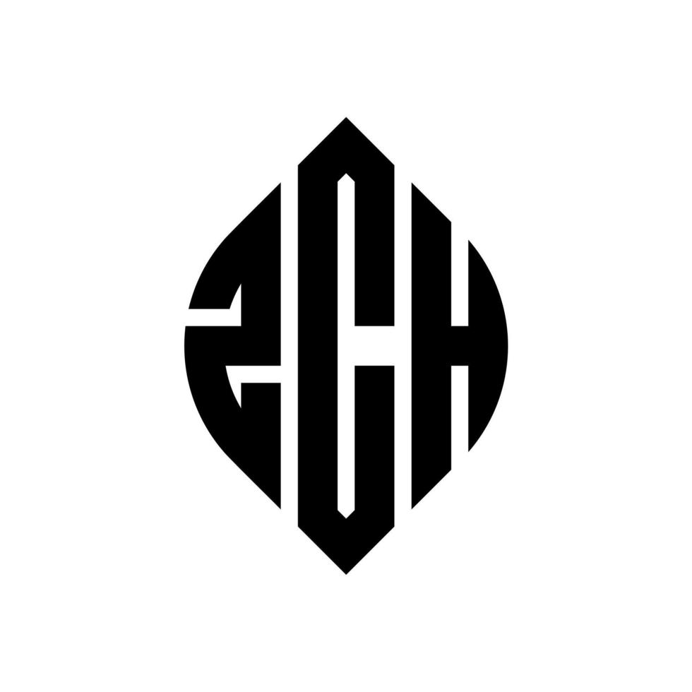 création de logo de lettre de cercle zch avec forme de cercle et d'ellipse. lettres zch ellipse avec style typographique. les trois initiales forment un logo circulaire. zch cercle emblème abstrait monogramme lettre marque vecteur. vecteur