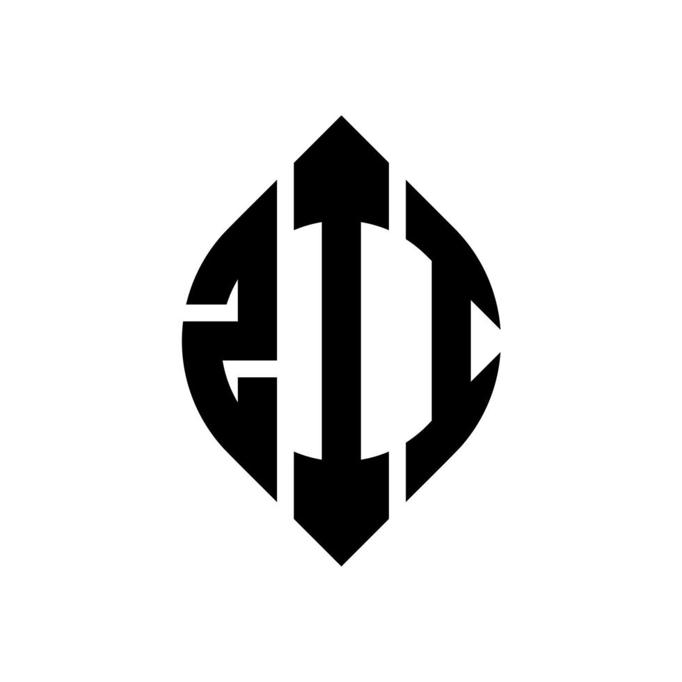 création de logo de lettre de cercle zii avec forme de cercle et d'ellipse. lettres d'ellipse zii avec style typographique. les trois initiales forment un logo circulaire. zii cercle emblème abstrait monogramme lettre marque vecteur. vecteur