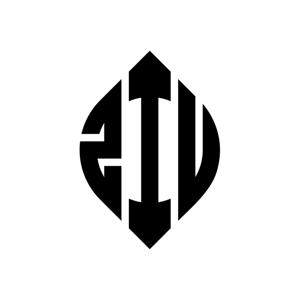 création de logo de lettre de cercle ziu avec forme de cercle et d'ellipse. lettres d'ellipse ziu avec style typographique. les trois initiales forment un logo circulaire. ziu cercle emblème abstrait monogramme lettre marque vecteur. vecteur