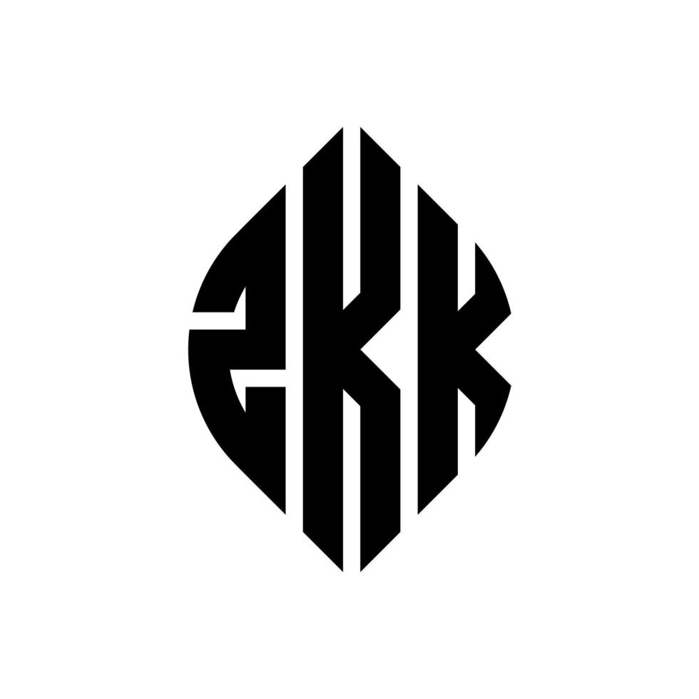 création de logo de lettre de cercle zkk avec forme de cercle et d'ellipse. lettres d'ellipse zkk avec style typographique. les trois initiales forment un logo circulaire. zkk cercle emblème abstrait monogramme lettre marque vecteur. vecteur