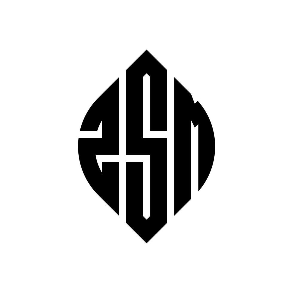 création de logo de lettre de cercle zsm avec forme de cercle et d'ellipse. lettres d'ellipse zsm avec style typographique. les trois initiales forment un logo circulaire. zsm cercle emblème abstrait monogramme lettre marque vecteur. vecteur