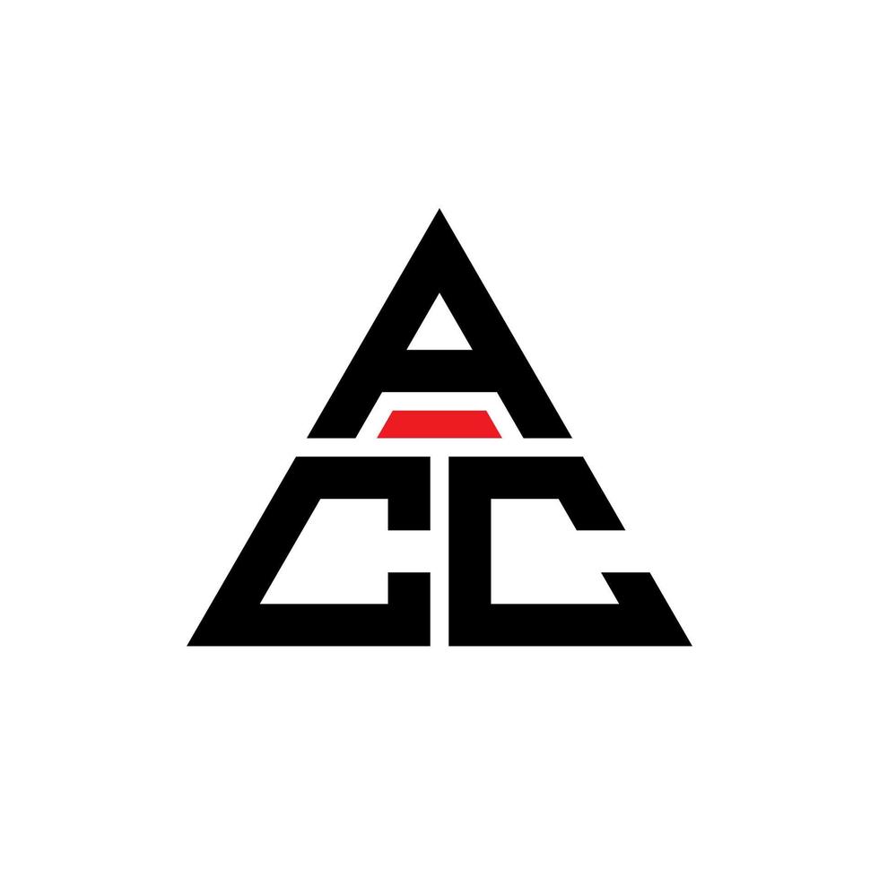 création de logo de lettre triangle acc avec forme de triangle. monogramme de conception de logo triangle acc. modèle de logo vectoriel triangle acc avec couleur rouge. acc logo triangulaire logo simple, élégant et luxueux.