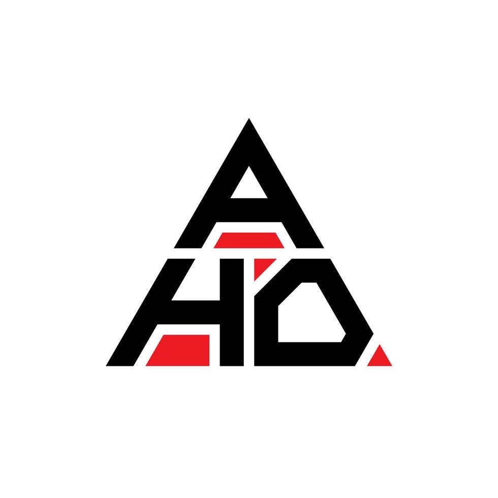 création de logo de lettre triangle aho avec forme de triangle. monogramme de conception de logo triangle aho. modèle de logo vectoriel triangle aho avec couleur rouge. logo triangulaire aho logo simple, élégant et luxueux.