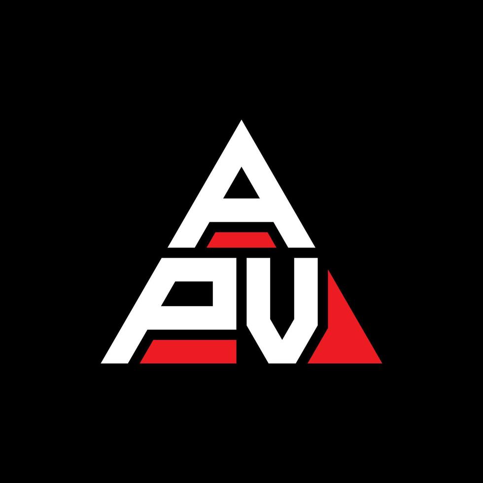 création de logo de lettre de triangle apv avec forme de triangle. monogramme de conception de logo triangle apv. modèle de logo vectoriel triangle apv avec couleur rouge. logo triangulaire apv logo simple, élégant et luxueux.