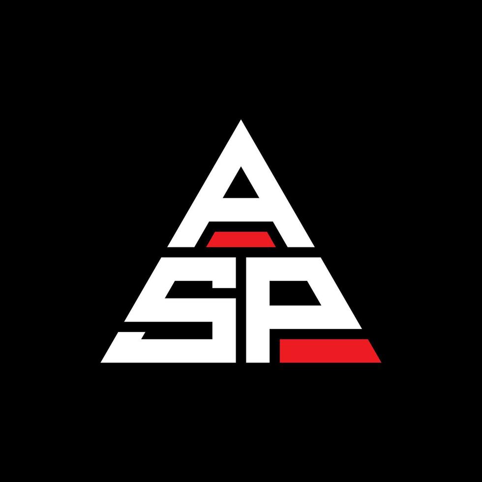 création de logo de lettre triangle asp avec forme de triangle. monogramme de conception de logo asp triangle. modèle de logo vectoriel triangle asp avec couleur rouge. asp logo triangulaire logo simple, élégant et luxueux.