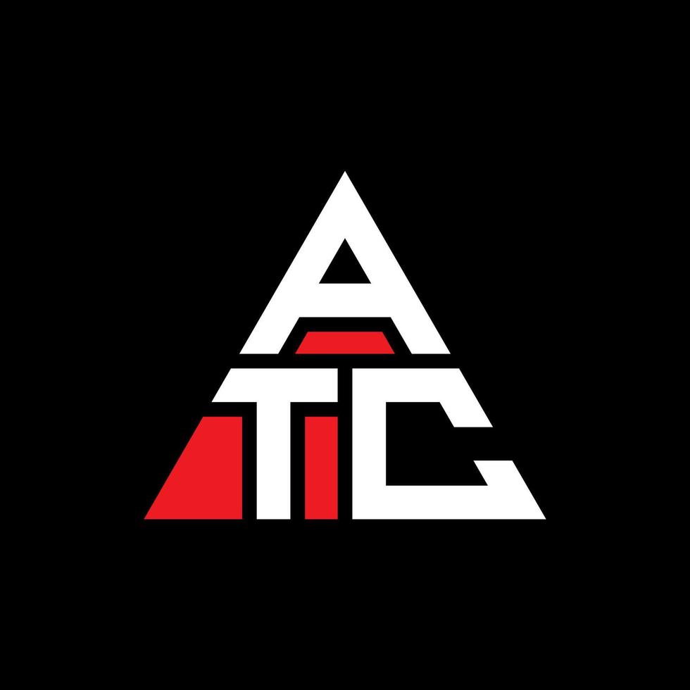création de logo de lettre triangle atc avec forme de triangle. monogramme de conception de logo triangle atc. modèle de logo vectoriel triangle atc avec couleur rouge. logo triangulaire atc logo simple, élégant et luxueux.