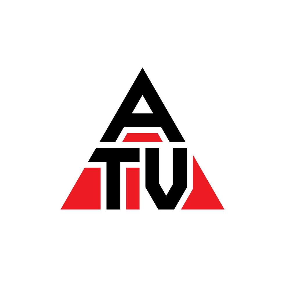 création de logo de lettre triangle atv avec forme de triangle. monogramme de conception de logo de triangle de vtt. modèle de logo vectoriel triangle atv avec couleur rouge. logo triangulaire vtt logo simple, élégant et luxueux.