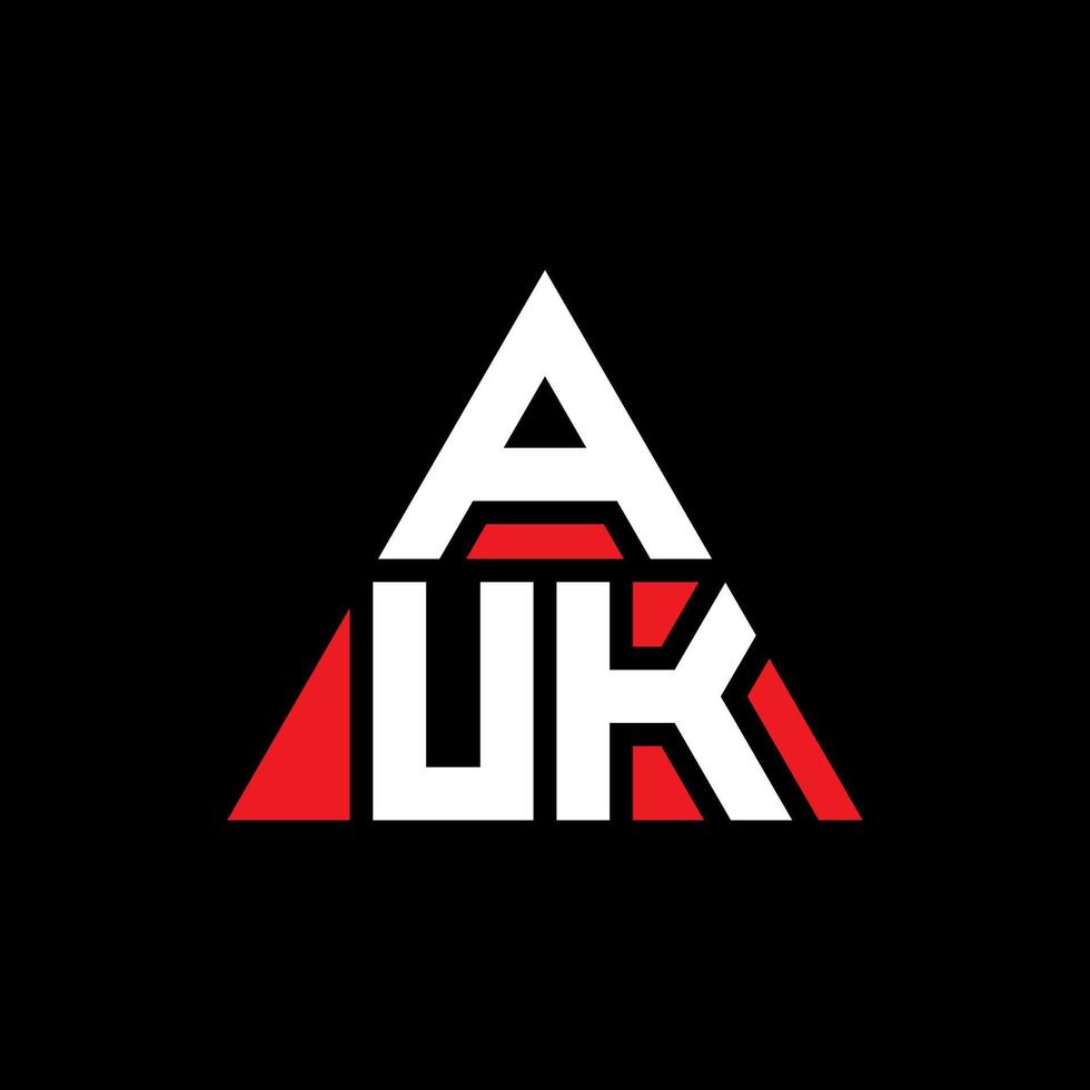 création de logo de lettre triangle auk avec forme de triangle. monogramme de conception de logo triangle auk. modèle de logo vectoriel triangle auk avec couleur rouge. logo triangulaire auk logo simple, élégant et luxueux.
