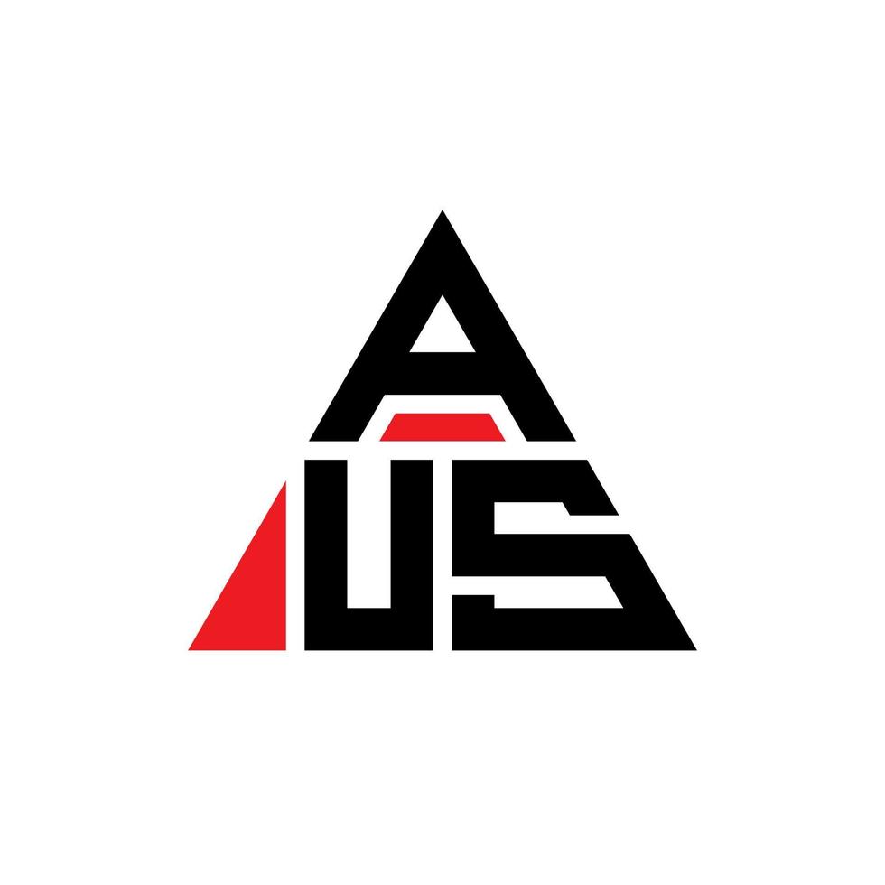 création de logo de lettre triangle aus avec forme de triangle. monogramme de conception de logo triangle aus. modèle de logo vectoriel triangle aus avec couleur rouge. aus logo triangulaire logo simple, élégant et luxueux.