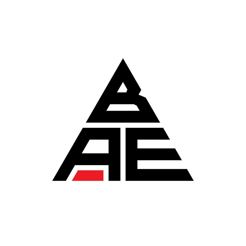 création de logo de lettre triangle bae avec forme de triangle. monogramme de conception de logo triangle bae. modèle de logo vectoriel triangle bae avec couleur rouge. logo triangulaire bae logo simple, élégant et luxueux.