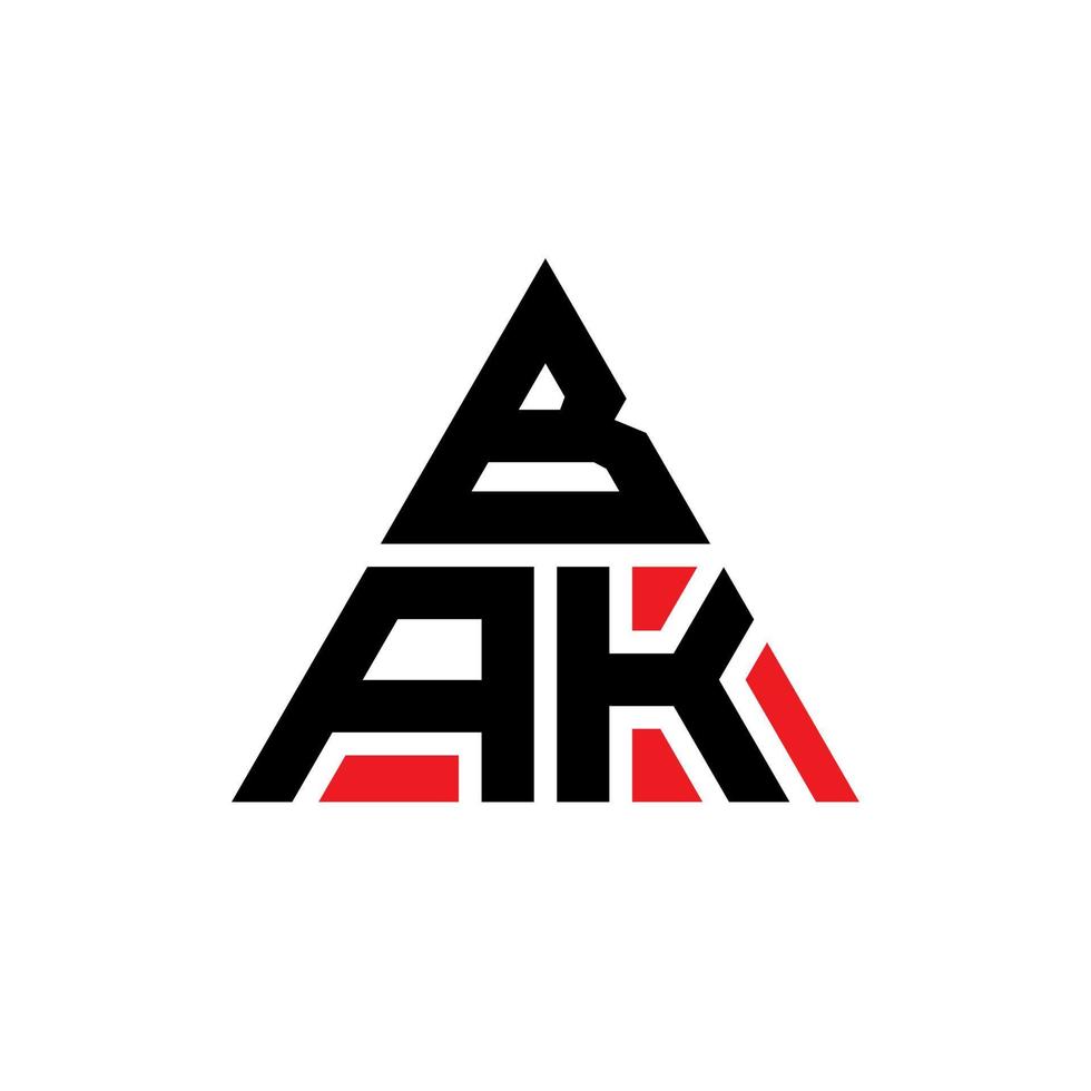 création de logo de lettre triangle bak avec forme de triangle. monogramme de conception de logo triangle bak. modèle de logo vectoriel triangle bak avec couleur rouge. logo triangulaire bak logo simple, élégant et luxueux.