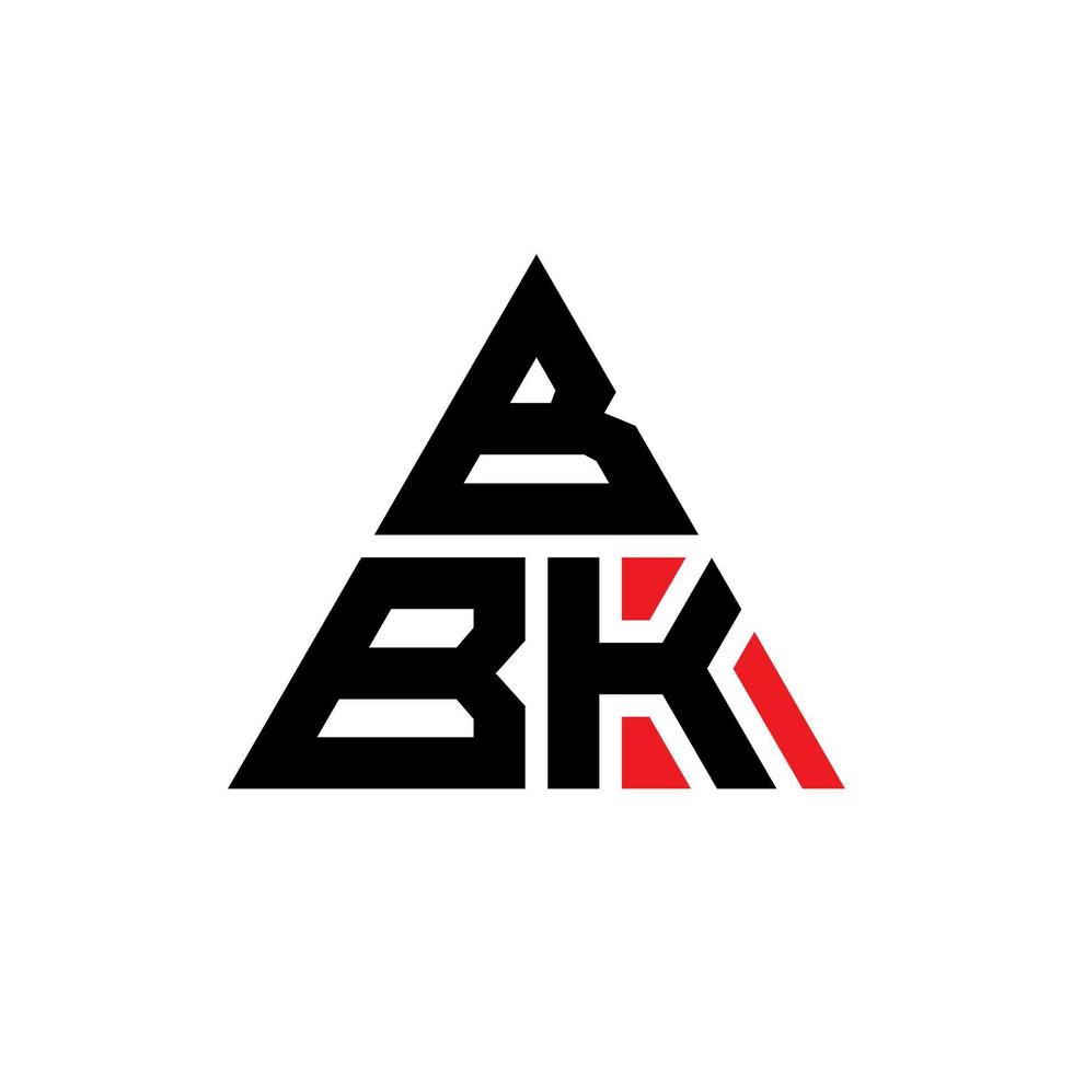 création de logo de lettre triangle bbk avec forme de triangle. monogramme de conception de logo triangle bbk. modèle de logo vectoriel triangle bbk avec couleur rouge. logo triangulaire bbk logo simple, élégant et luxueux.