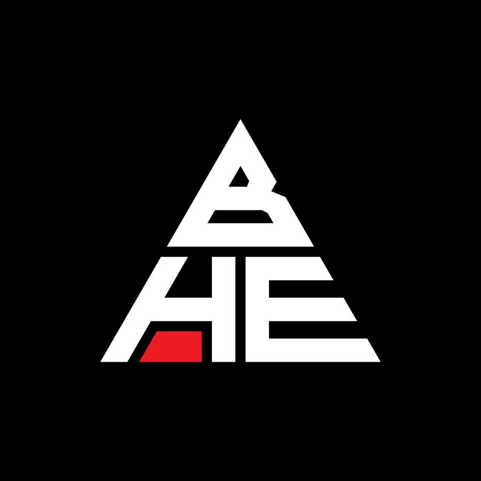 création de logo de lettre bhe triangle avec forme de triangle. monogramme de conception de logo bhe triangle. modèle de logo vectoriel triangle bhe avec couleur rouge. bhe logo triangulaire logo simple, élégant et luxueux.