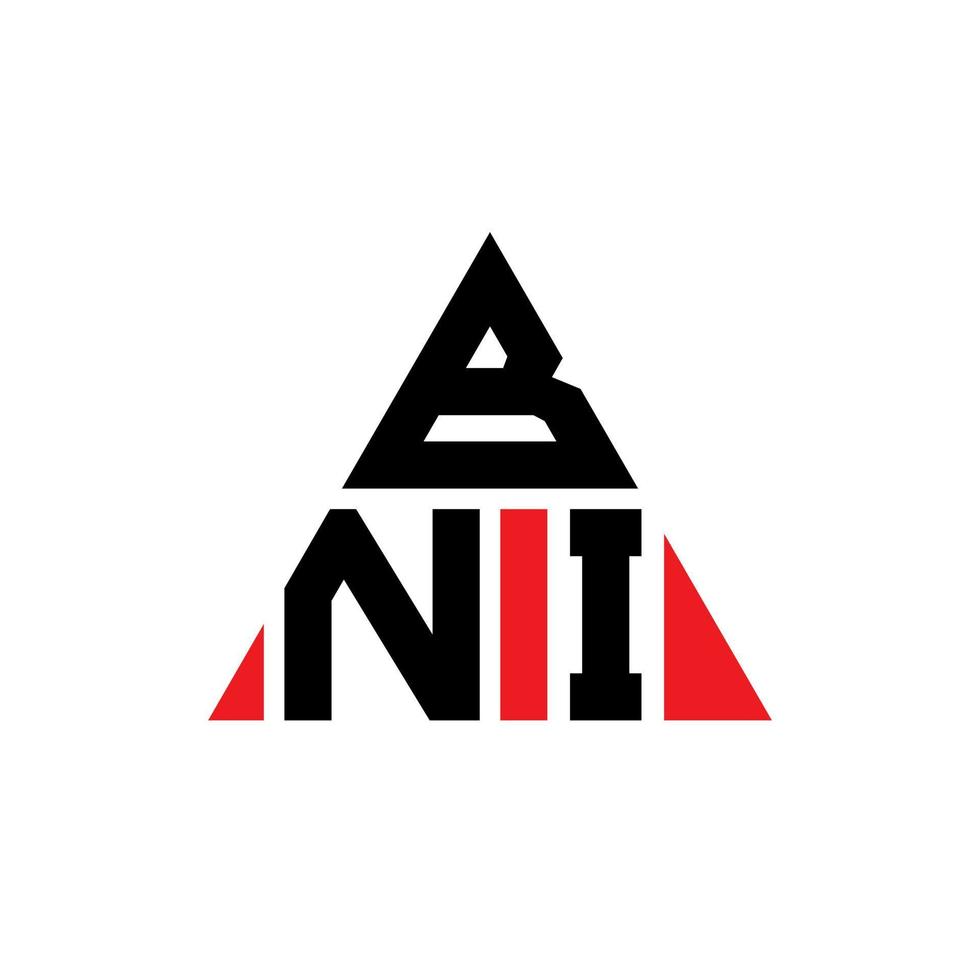 création de logo de lettre triangle bni avec forme de triangle. monogramme de conception de logo triangle bni. modèle de logo vectoriel triangle bni avec couleur rouge. logo triangulaire bni logo simple, élégant et luxueux.