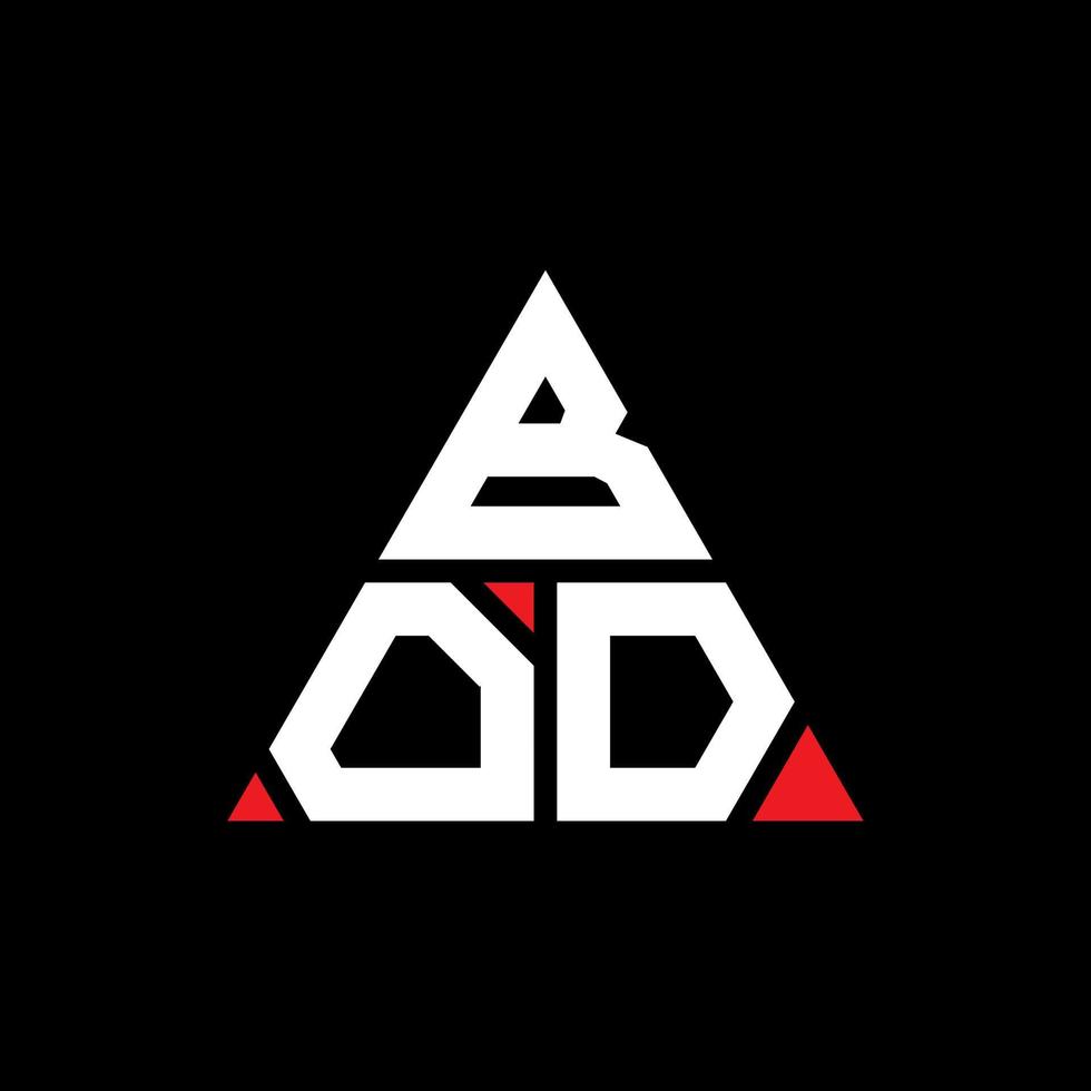 création de logo de lettre triangle bod avec forme de triangle. monogramme de conception de logo triangle bod. modèle de logo vectoriel triangle bod avec couleur rouge. logo triangulaire bod logo simple, élégant et luxueux.