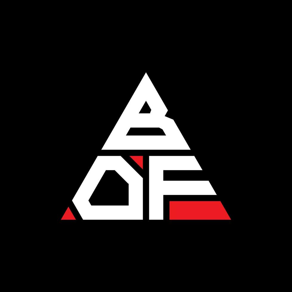 création de logo de lettre bof triangle avec forme de triangle. monogramme de conception de logo triangle bof. modèle de logo vectoriel triangle bof avec couleur rouge. bof logo triangulaire logo simple, élégant et luxueux.