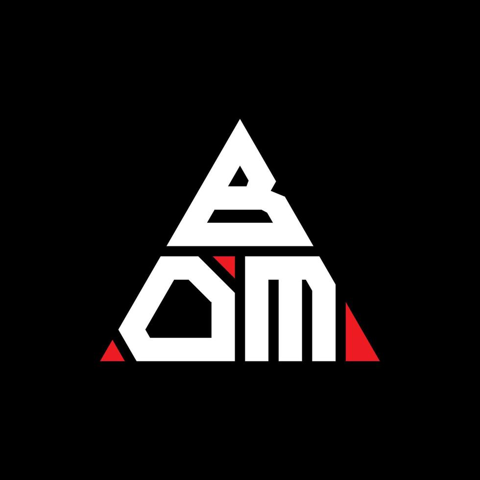 création de logo de lettre triangle bom avec forme de triangle. monogramme de conception de logo triangle bom. modèle de logo vectoriel triangle bom avec couleur rouge. bom logo triangulaire logo simple, élégant et luxueux.