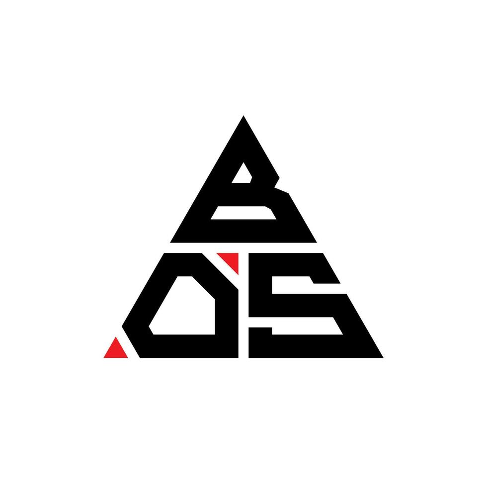 création de logo de lettre triangle bos avec forme de triangle. monogramme de conception de logo triangle bos. modèle de logo vectoriel triangle bos avec couleur rouge. bos logo triangulaire logo simple, élégant et luxueux.