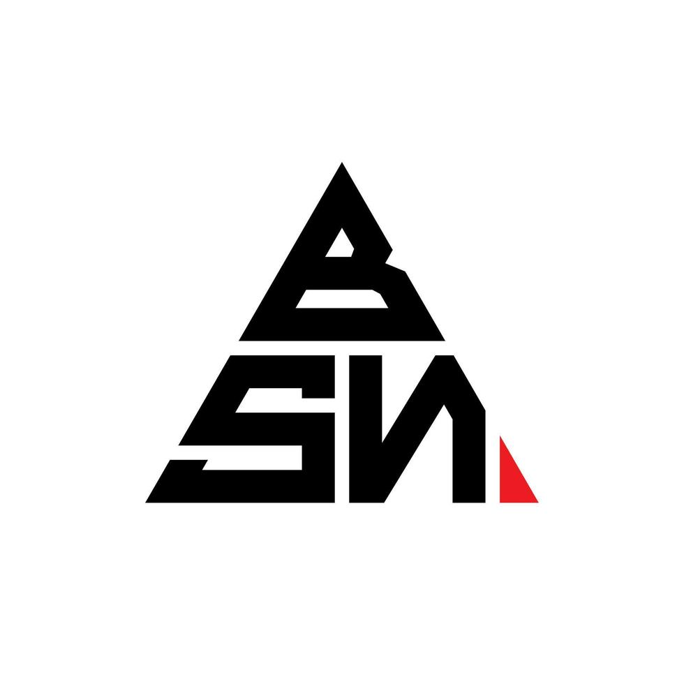 création de logo de lettre triangle bsn avec forme de triangle. monogramme de conception de logo triangle bsn. modèle de logo vectoriel triangle bsn avec couleur rouge. logo triangulaire bsn logo simple, élégant et luxueux.