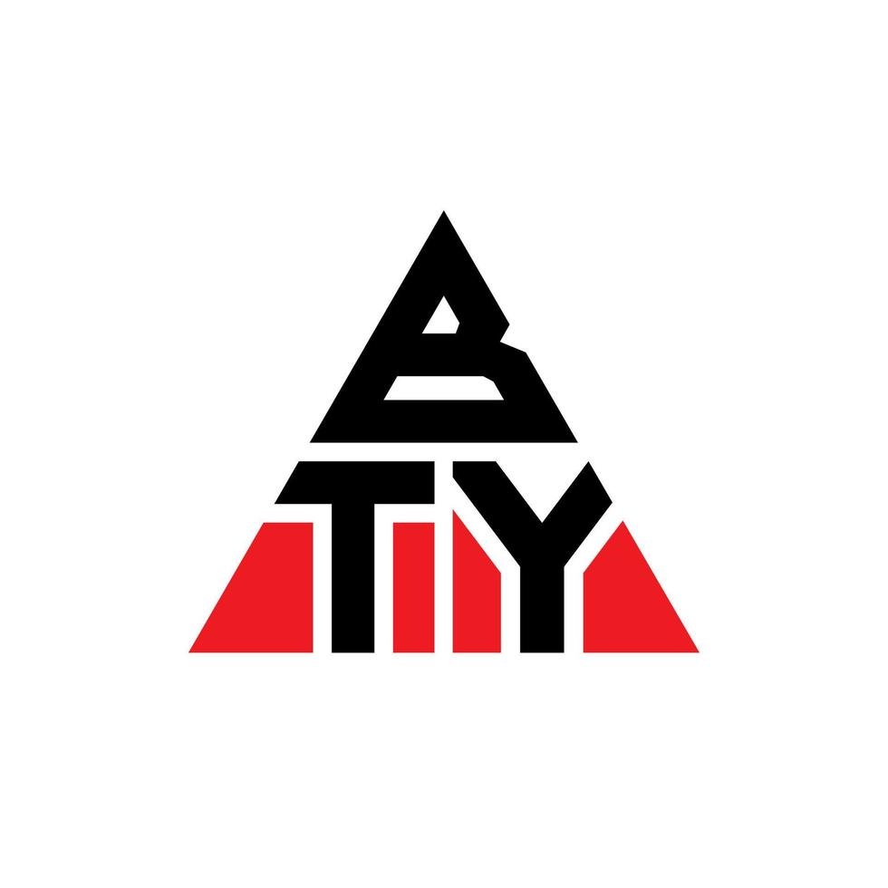 création de logo de lettre bty triangle avec forme de triangle. monogramme de conception de logo triangle bty. modèle de logo vectoriel triangle bty avec couleur rouge. bty logo triangulaire logo simple, élégant et luxueux.