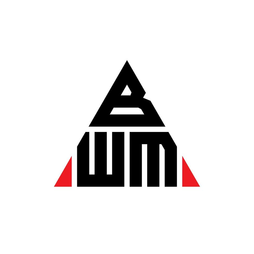 création de logo de lettre triangle bwm avec forme de triangle. monogramme de conception de logo triangle bwm. modèle de logo vectoriel triangle bwm avec couleur rouge. logo triangulaire bwm logo simple, élégant et luxueux.