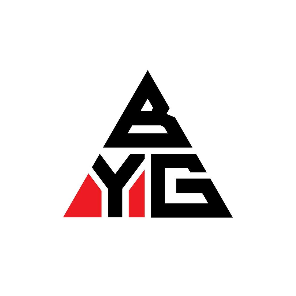 création de logo de lettre triangle byg avec forme de triangle. monogramme de conception de logo triangle byg. modèle de logo vectoriel triangle byg avec couleur rouge. byg logo triangulaire logo simple, élégant et luxueux.