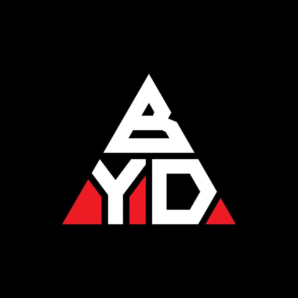 création de logo de lettre byd triangle avec forme de triangle. monogramme de conception de logo byd triangle. modèle de logo vectoriel triangle byd avec couleur rouge. byd logo triangulaire logo simple, élégant et luxueux.