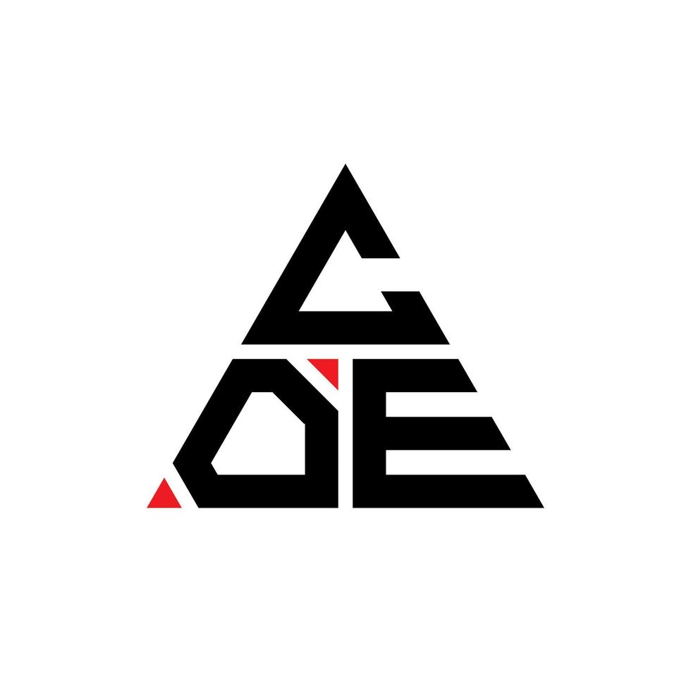 création de logo de lettre triangle coe avec forme de triangle. monogramme de conception de logo triangle coe. modèle de logo vectoriel triangle coe avec couleur rouge. coe logo triangulaire logo simple, élégant et luxueux.