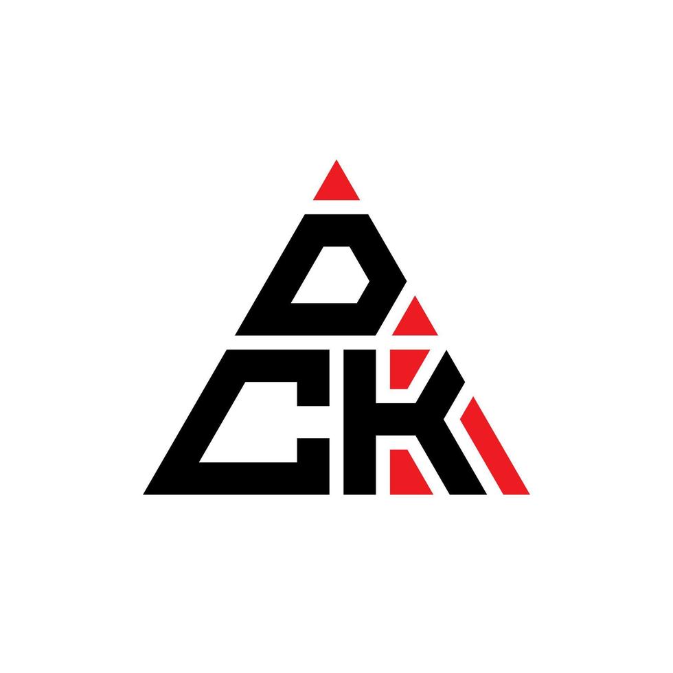 création de logo de lettre triangle dck avec forme de triangle. monogramme de conception de logo triangle dck. modèle de logo vectoriel triangle dck avec couleur rouge. logo triangulaire dck logo simple, élégant et luxueux.