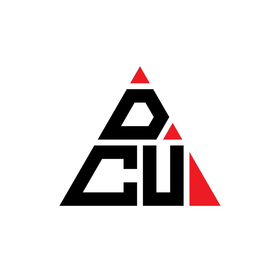 création de logo de lettre triangle dcu avec forme de triangle. monogramme de conception de logo triangle dcu. modèle de logo vectoriel triangle dcu avec couleur rouge. logo triangulaire dcu logo simple, élégant et luxueux.