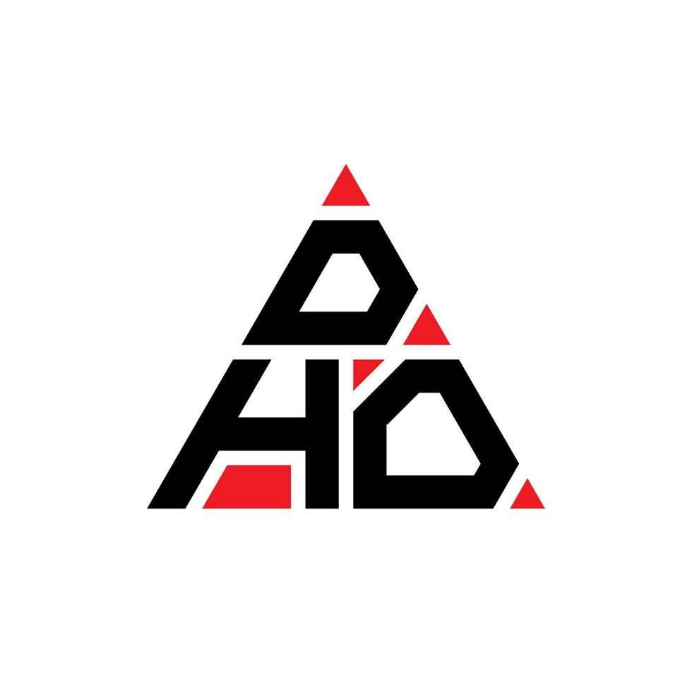 création de logo de lettre triangle dho avec forme de triangle. monogramme de conception de logo triangle dho. modèle de logo vectoriel triangle dho avec couleur rouge. dho logo triangulaire logo simple, élégant et luxueux.