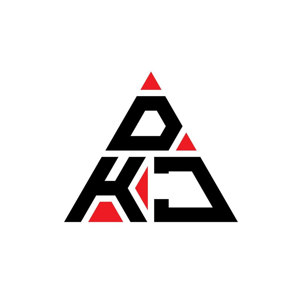 création de logo de lettre triangle dkj avec forme de triangle. monogramme de conception de logo triangle dkj. modèle de logo vectoriel triangle dkj avec couleur rouge. logo triangulaire dkj logo simple, élégant et luxueux.