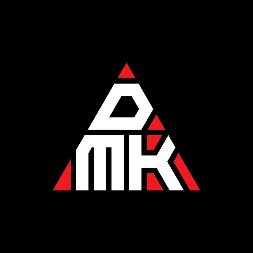 création de logo de lettre triangle dmk avec forme de triangle. monogramme de conception de logo triangle dmk. modèle de logo vectoriel triangle dmk avec couleur rouge. logo triangulaire dmk logo simple, élégant et luxueux.