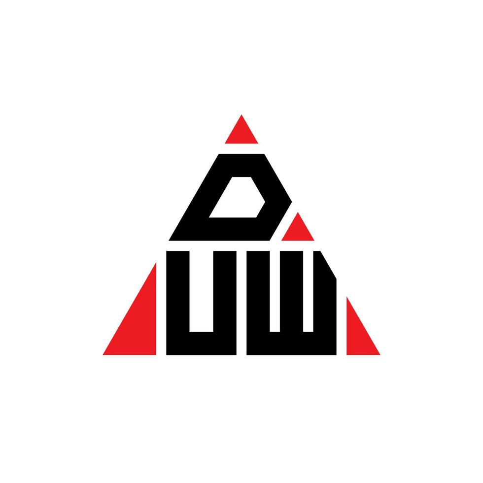 création de logo de lettre triangle duw avec forme de triangle. monogramme de conception de logo triangle duw. modèle de logo vectoriel triangle duw avec couleur rouge. duw logo triangulaire logo simple, élégant et luxueux.