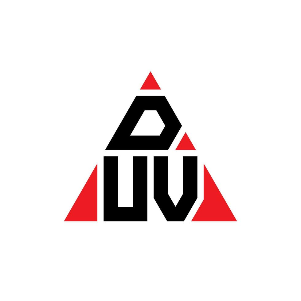 création de logo de lettre triangle duv avec forme de triangle. monogramme de conception de logo triangle duv. modèle de logo vectoriel triangle duv avec couleur rouge. logo triangulaire duv logo simple, élégant et luxueux.