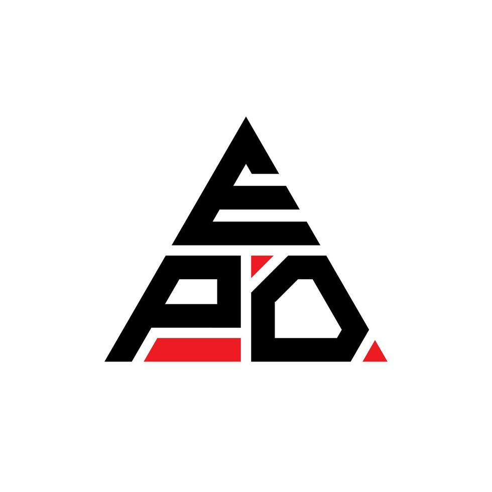 création de logo de lettre triangle epo avec forme de triangle. monogramme de conception de logo triangle epo. modèle de logo vectoriel triangle epo avec couleur rouge. logo triangulaire epo logo simple, élégant et luxueux.