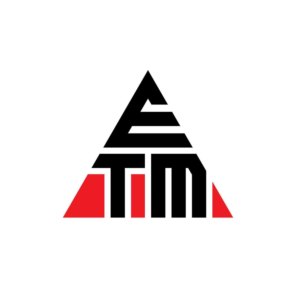 création de logo de lettre triangle etm avec forme de triangle. monogramme de conception de logo triangle etm. modèle de logo vectoriel triangle etm avec couleur rouge. logo triangulaire etm logo simple, élégant et luxueux.