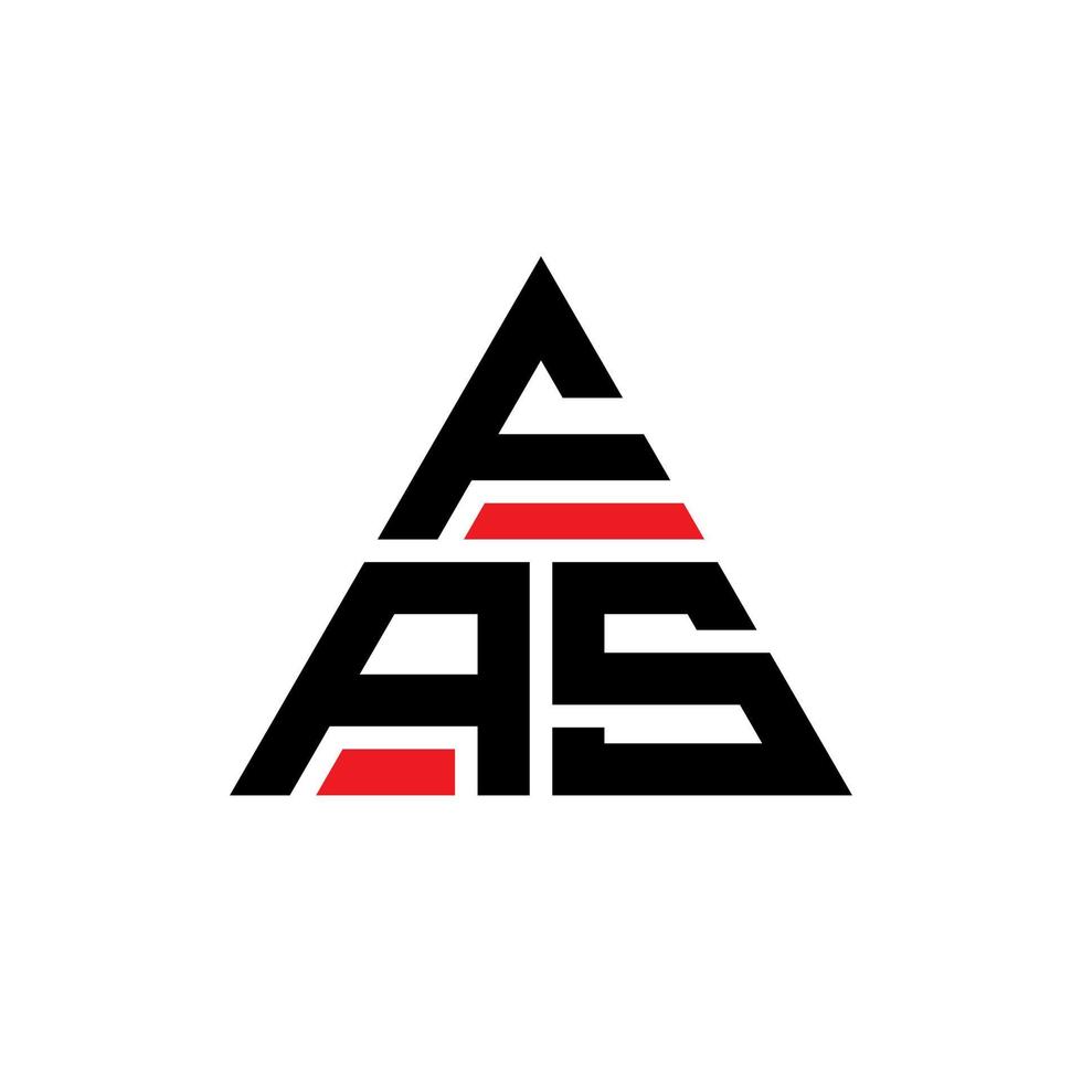 création de logo de lettre triangle fas avec forme de triangle. monogramme de conception de logo triangle fas. modèle de logo vectoriel triangle fas avec couleur rouge. fas logo triangulaire logo simple, élégant et luxueux.