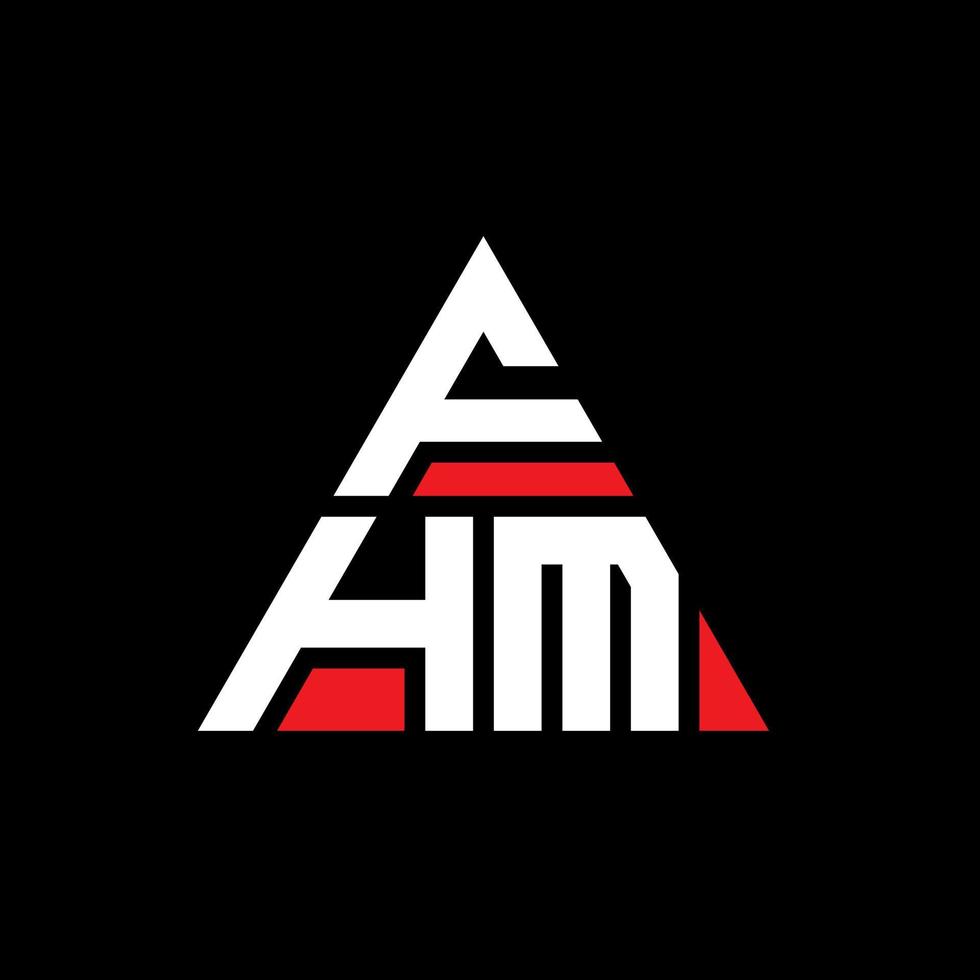 création de logo de lettre triangle fhm avec forme de triangle. monogramme de conception de logo triangle fhm. modèle de logo vectoriel triangle fhm avec couleur rouge. logo triangulaire fhm logo simple, élégant et luxueux.