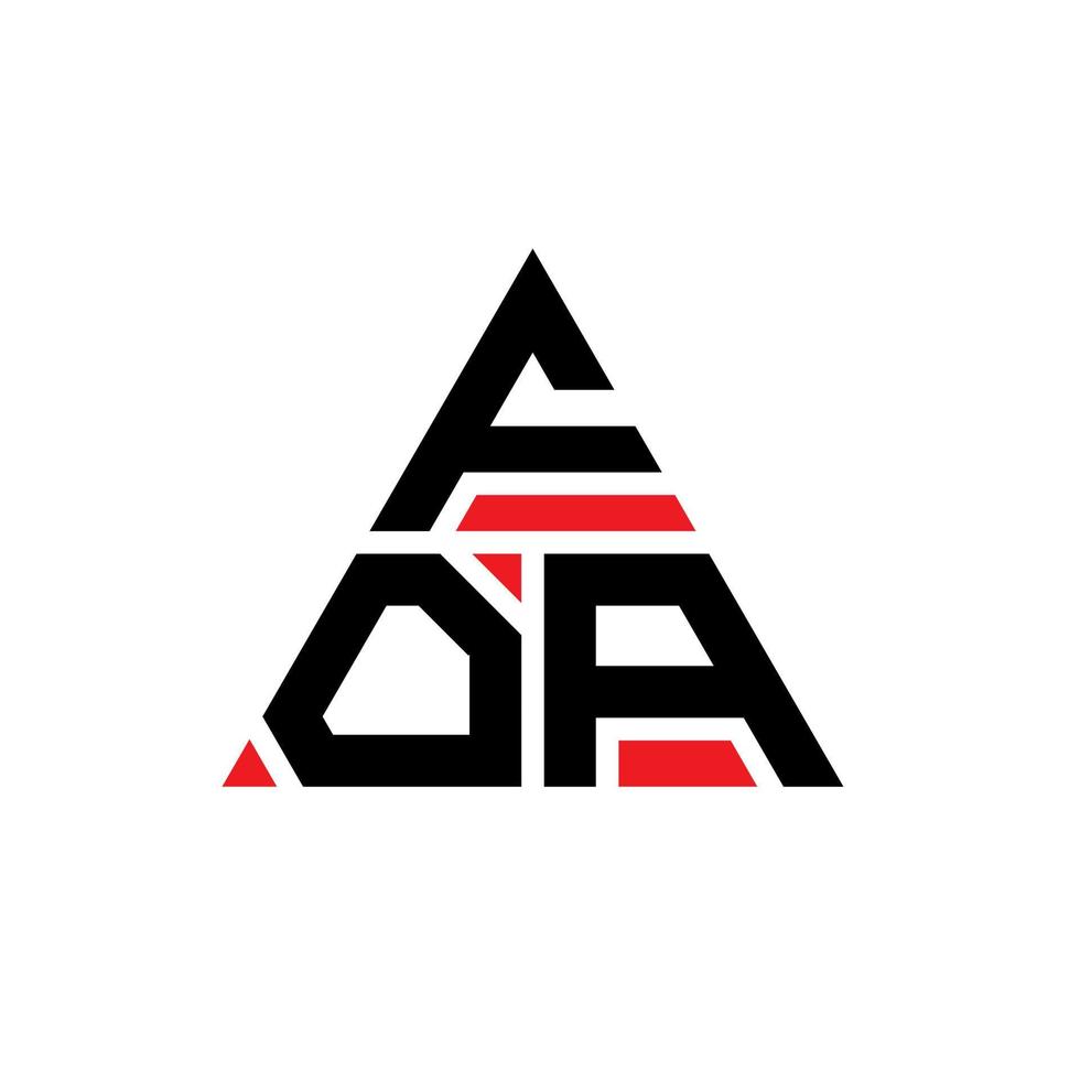 création de logo de lettre triangle foa avec forme de triangle. monogramme de conception de logo triangle foa. modèle de logo vectoriel triangle foa avec couleur rouge. foa logo triangulaire logo simple, élégant et luxueux.